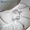 Línea del oro de la forma de la manera del diseño de la forma de la flor 15pcs sistema del café de la porcelana, sistema fino del té de China de hueso sistema del azúcar del café